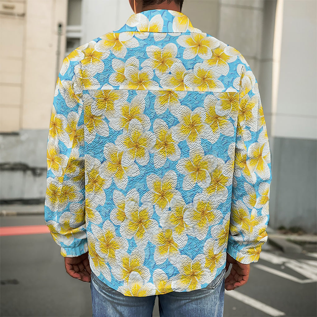 Frangipani On The Water Pattern Print Men's Shirt Jacket
