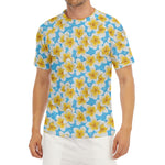 Frangipani On The Water Pattern Print Men's Short Sleeve Rash Guard