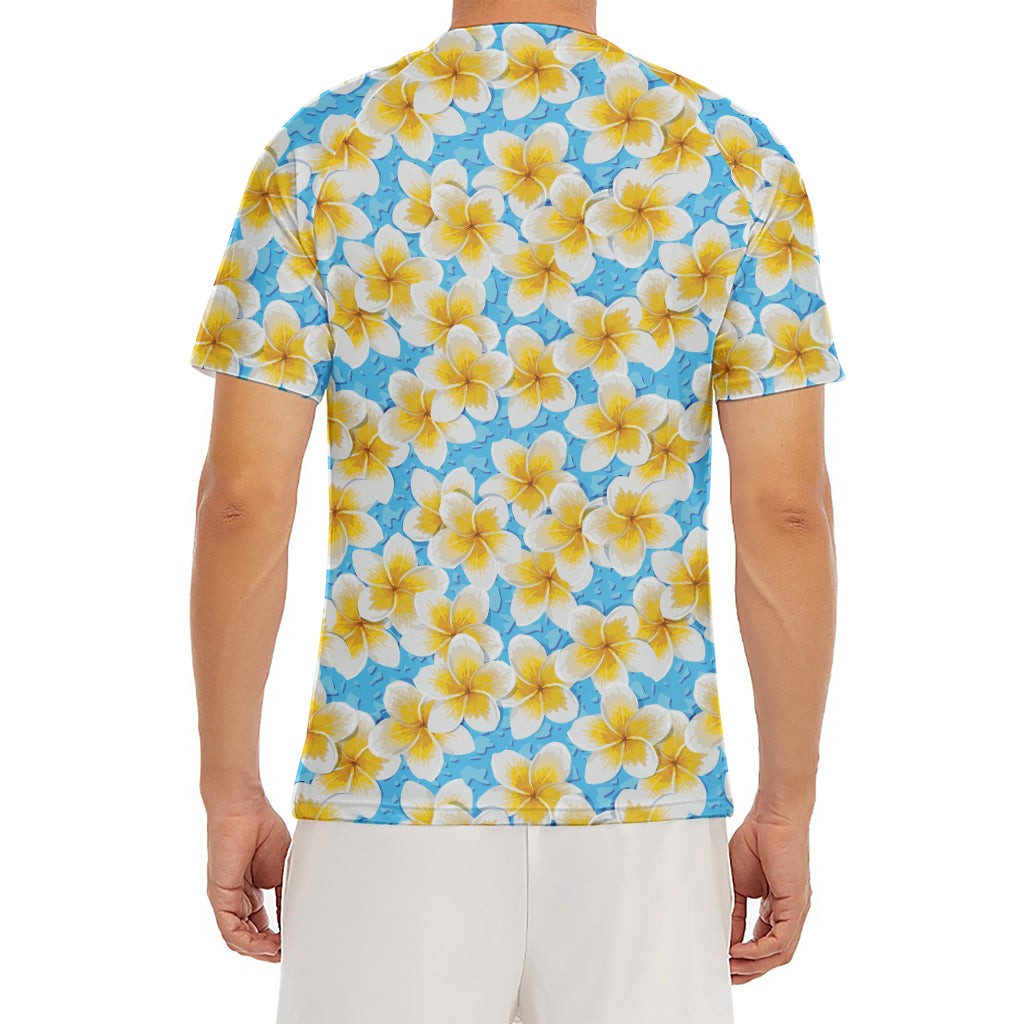 Frangipani On The Water Pattern Print Men's Short Sleeve Rash Guard