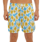 Frangipani On The Water Pattern Print Men's Split Running Shorts