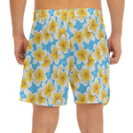 Frangipani On The Water Pattern Print Men's Split Running Shorts