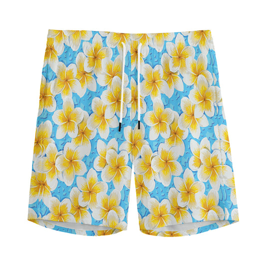 Frangipani On The Water Pattern Print Men's Sports Shorts