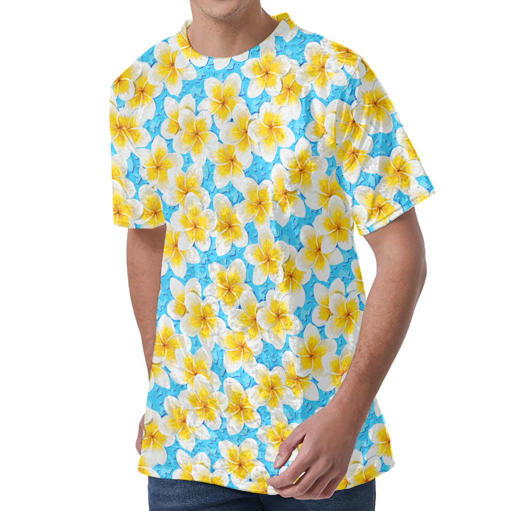 Frangipani On The Water Pattern Print Men's Velvet T-Shirt