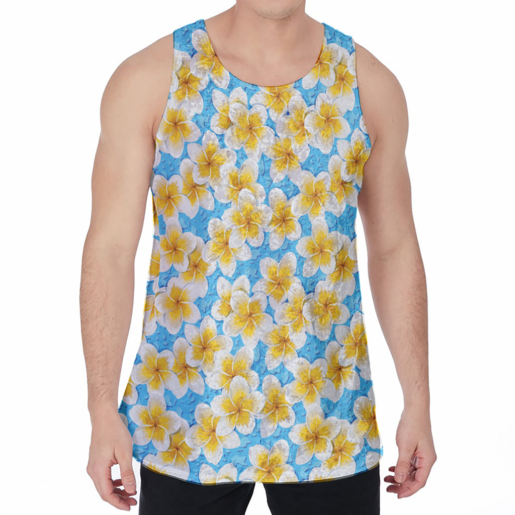 Frangipani On The Water Pattern Print Men's Velvet Tank Top