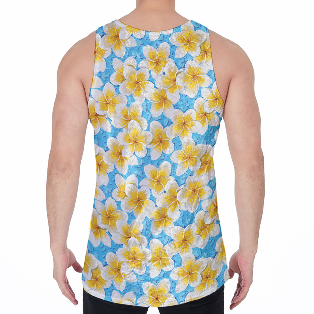 Frangipani On The Water Pattern Print Men's Velvet Tank Top