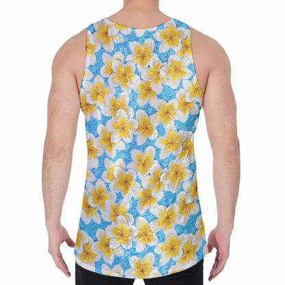 Frangipani On The Water Pattern Print Men's Velvet Tank Top
