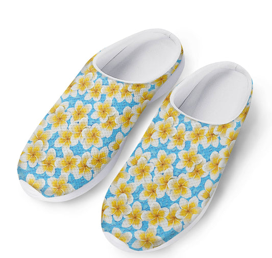 Frangipani On The Water Pattern Print Mesh Casual Shoes