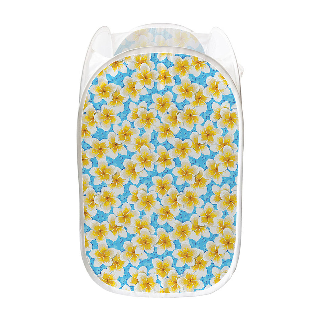 Frangipani On The Water Pattern Print Mesh Laundry Hamper