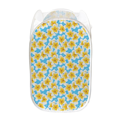 Frangipani On The Water Pattern Print Mesh Laundry Hamper