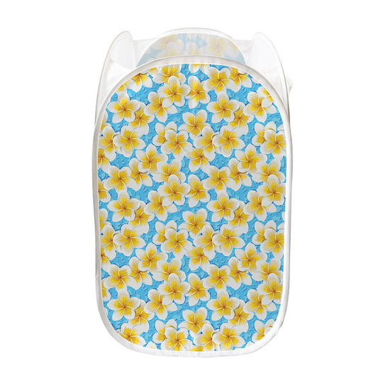 Frangipani On The Water Pattern Print Mesh Laundry Hamper