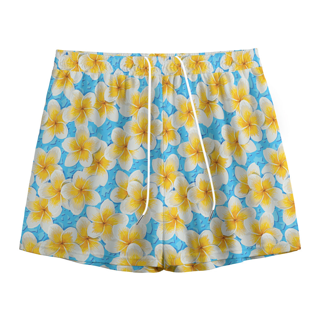 Frangipani On The Water Pattern Print Mesh Shorts