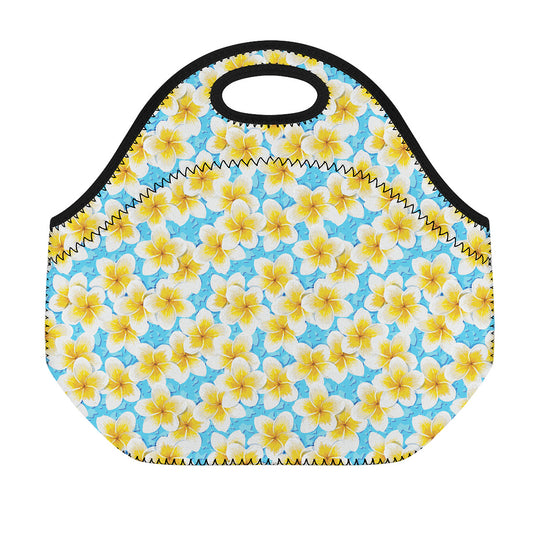 Frangipani On The Water Pattern Print Neoprene Lunch Bag