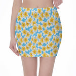 Frangipani On The Water Pattern Print Pencil Mini Skirt