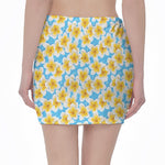 Frangipani On The Water Pattern Print Pencil Mini Skirt