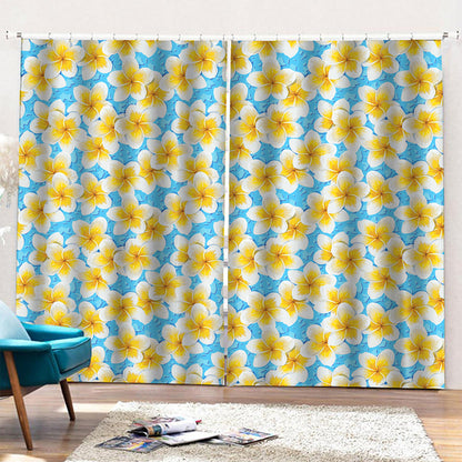 Frangipani On The Water Pattern Print Pencil Pleat Curtains