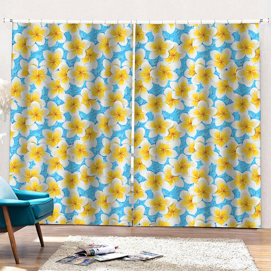 Frangipani On The Water Pattern Print Pencil Pleat Curtains