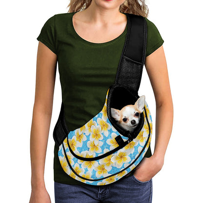 Frangipani On The Water Pattern Print Pet Sling Carrier