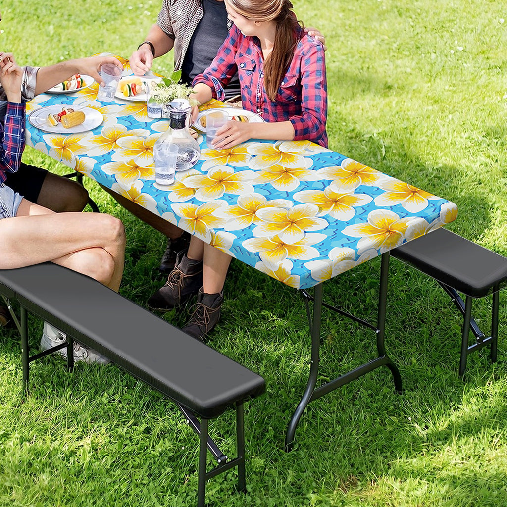 Frangipani On The Water Pattern Print Picnic Table Cover