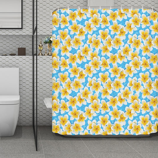 Frangipani On The Water Pattern Print Polyester Shower Curtain