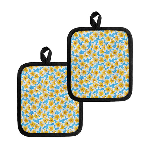 Frangipani On The Water Pattern Print Pot Holders