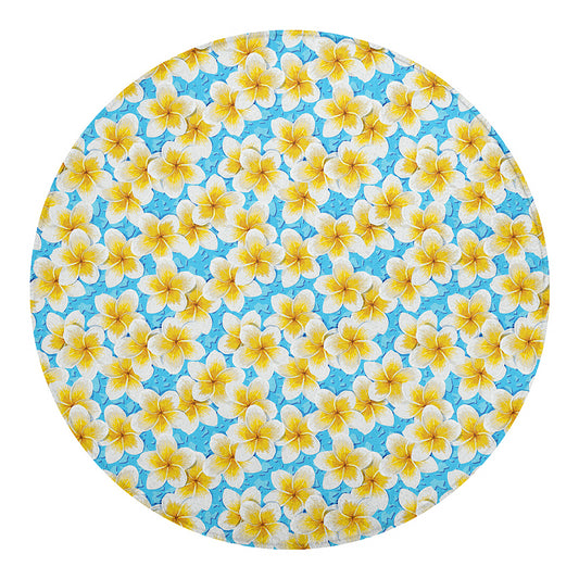 Frangipani On The Water Pattern Print Round Blanket