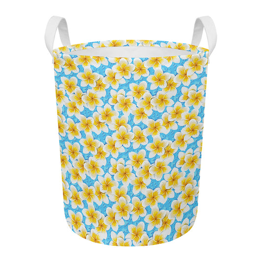 Frangipani On The Water Pattern Print Round Laundry Basket