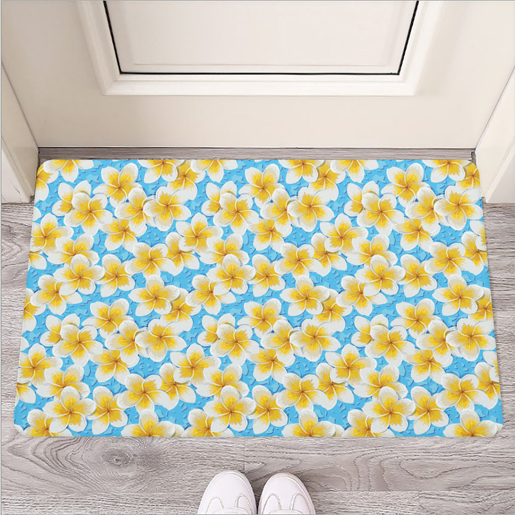 Frangipani On The Water Pattern Print Rubber Doormat