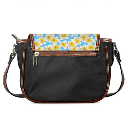 Frangipani On The Water Pattern Print Saddle Bag