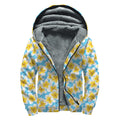 Frangipani On The Water Pattern Print Sherpa Lined Zip Up Hoodie