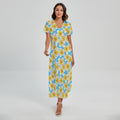 Frangipani On The Water Pattern Print Short Sleeve Maxi Dress