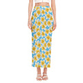 Frangipani On The Water Pattern Print Side Slit Maxi Skirt