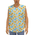 Frangipani On The Water Pattern Print Sleeveless Baseball Jersey