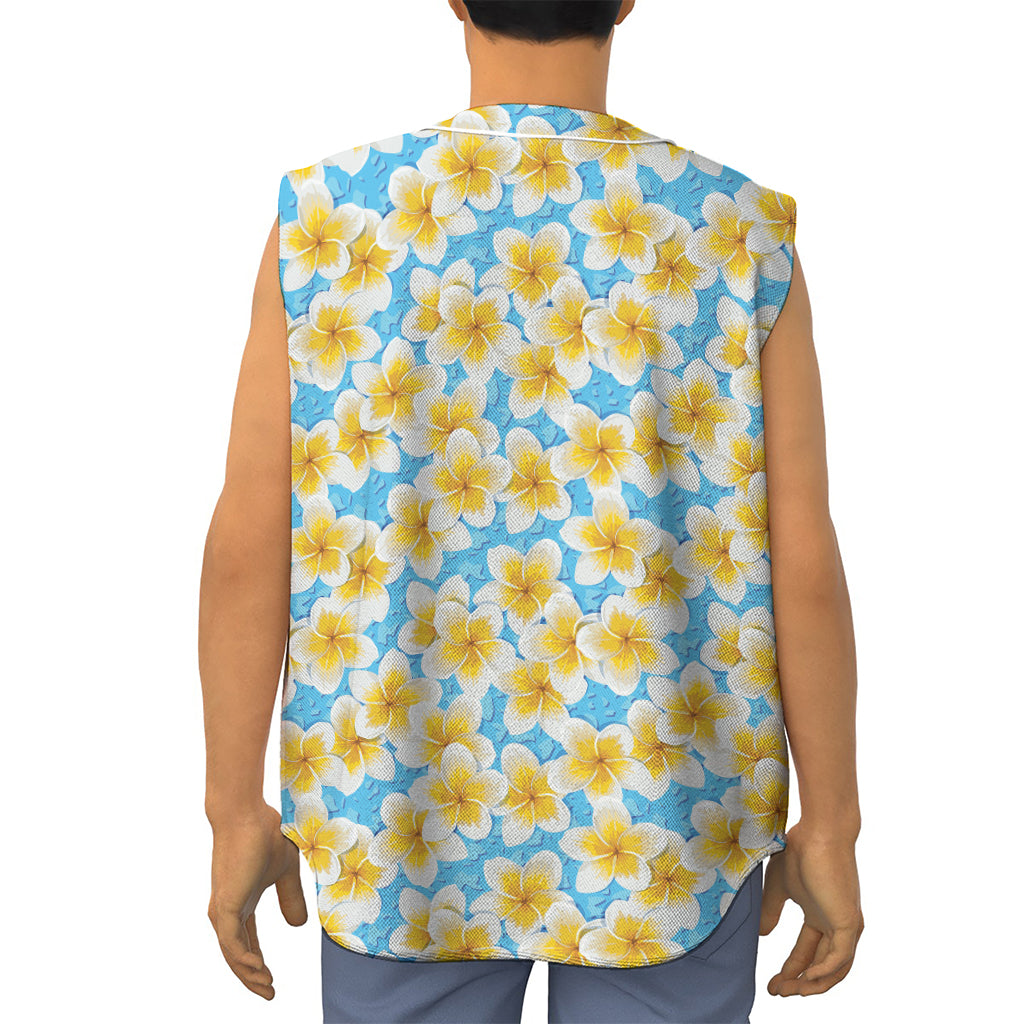Frangipani On The Water Pattern Print Sleeveless Baseball Jersey