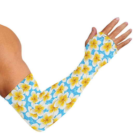 Frangipani On The Water Pattern Print Sun Protection Arm Sleeves