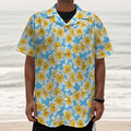 Frangipani On The Water Pattern Print Textured Short Sleeve Shirt