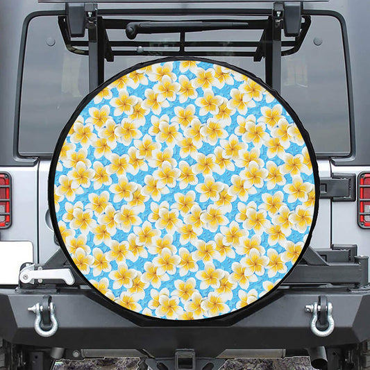 Frangipani On The Water Pattern Print Tire Cover