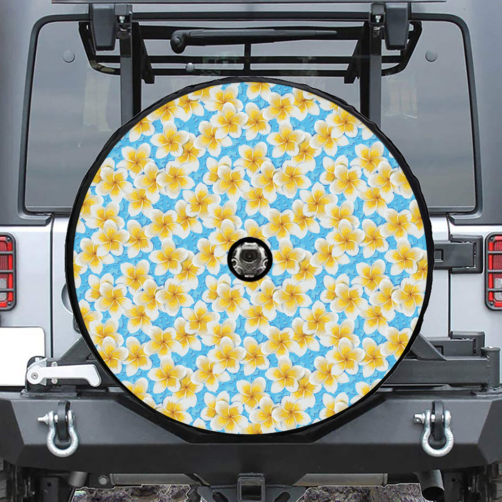 Frangipani On The Water Pattern Print Tire Cover With Camera Hole
