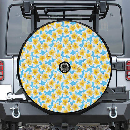 Frangipani On The Water Pattern Print Tire Cover With Camera Hole