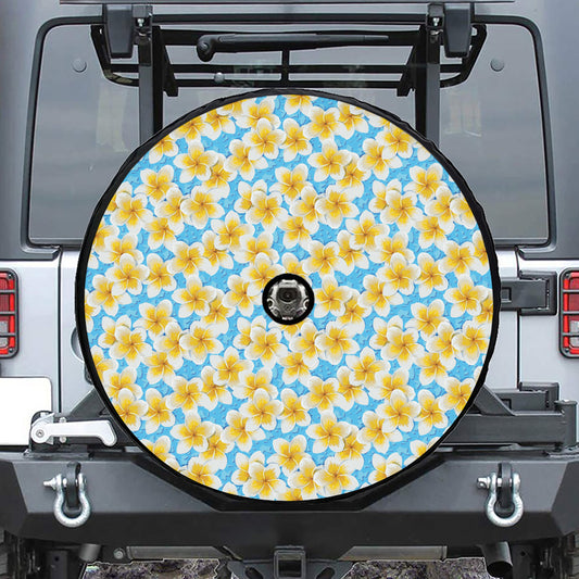 Frangipani On The Water Pattern Print Tire Cover With Camera Hole