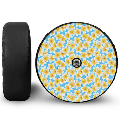 Frangipani On The Water Pattern Print Tire Cover With Camera Hole
