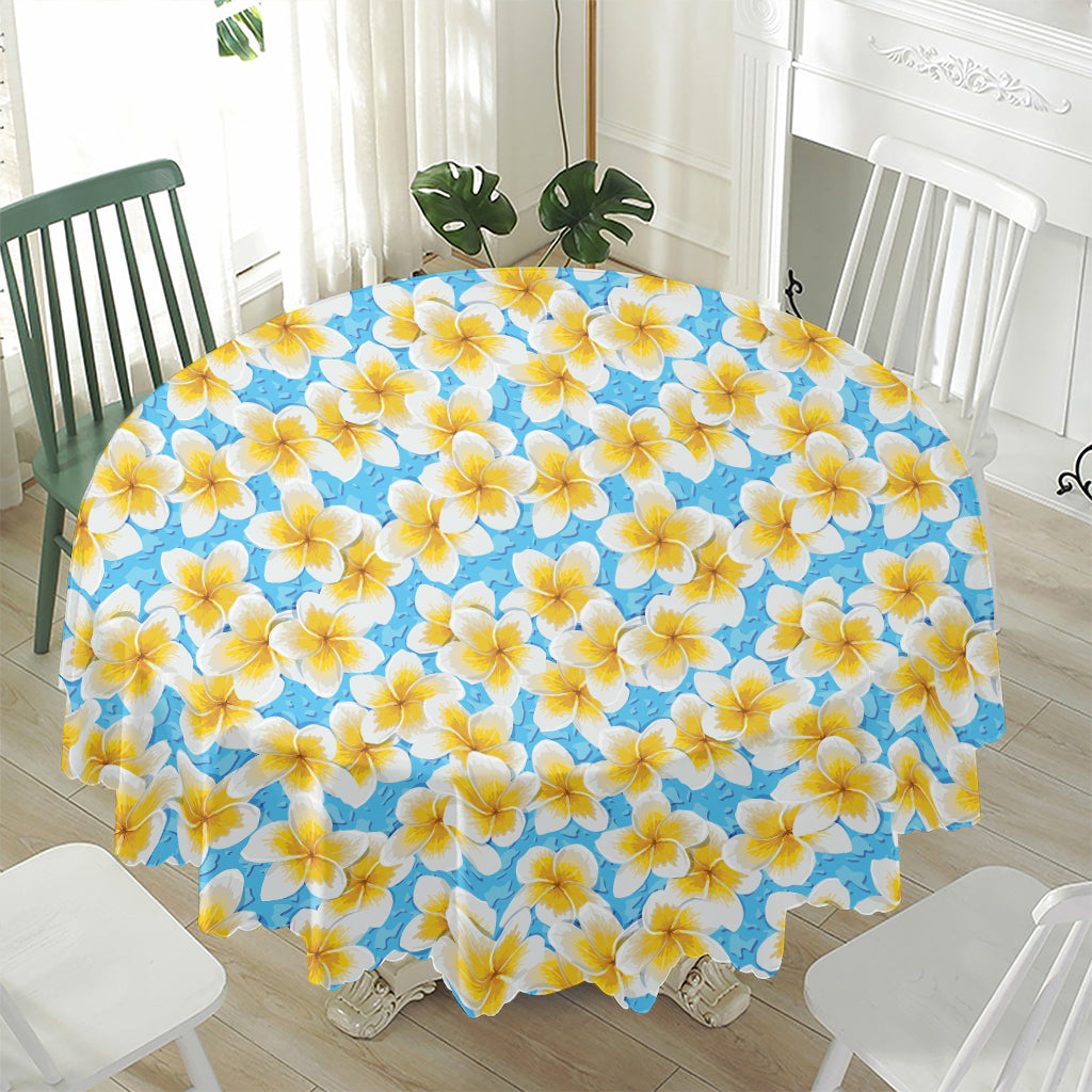 Frangipani On The Water Pattern Print Waterproof Round Tablecloth