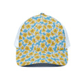 Frangipani On The Water Pattern Print White Mesh Trucker Hat