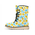 Frangipani On The Water Pattern Print Winter Boots