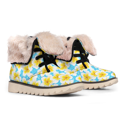 Frangipani On The Water Pattern Print Winter Boots