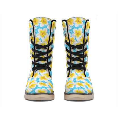 Frangipani On The Water Pattern Print Winter Boots