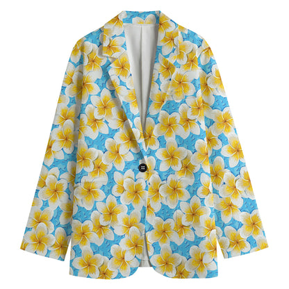 Frangipani On The Water Pattern Print Women's Blazer