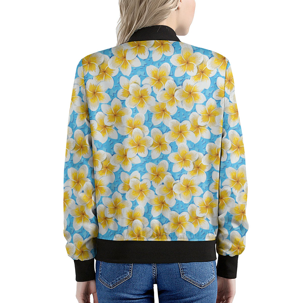 Frangipani On The Water Pattern Print Women's Bomber Jacket