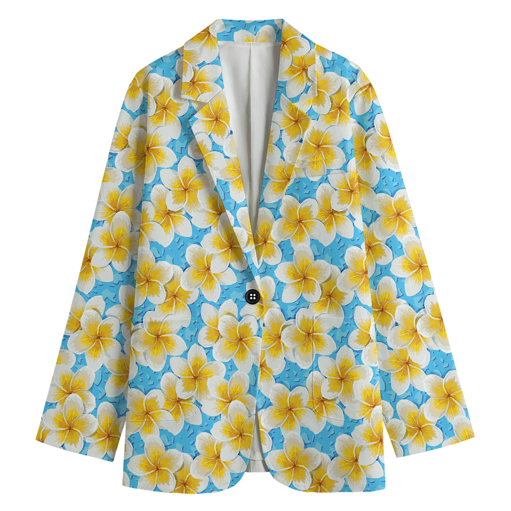 Frangipani On The Water Pattern Print Women's Cotton Blazer
