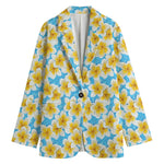Frangipani On The Water Pattern Print Women's Cotton Blazer