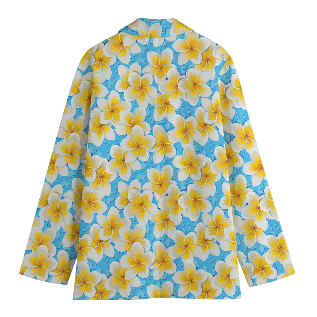 Frangipani On The Water Pattern Print Women's Cotton Blazer